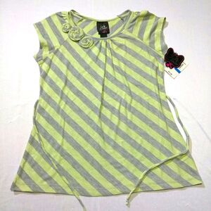 Self Esteem Top Green Gray stripes NWT